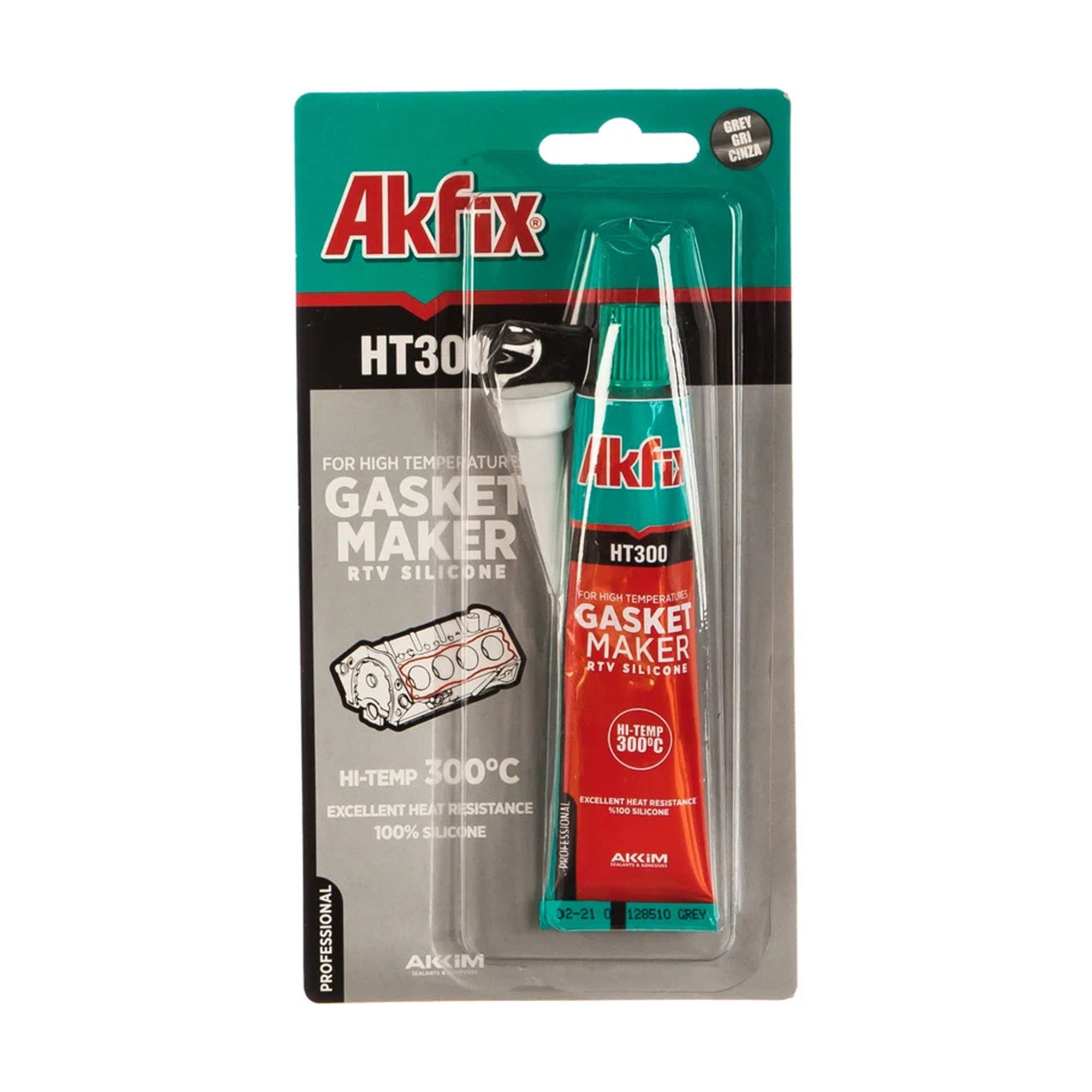 Герметик силиконовый термостойкий AKFIX HT300 50г серый