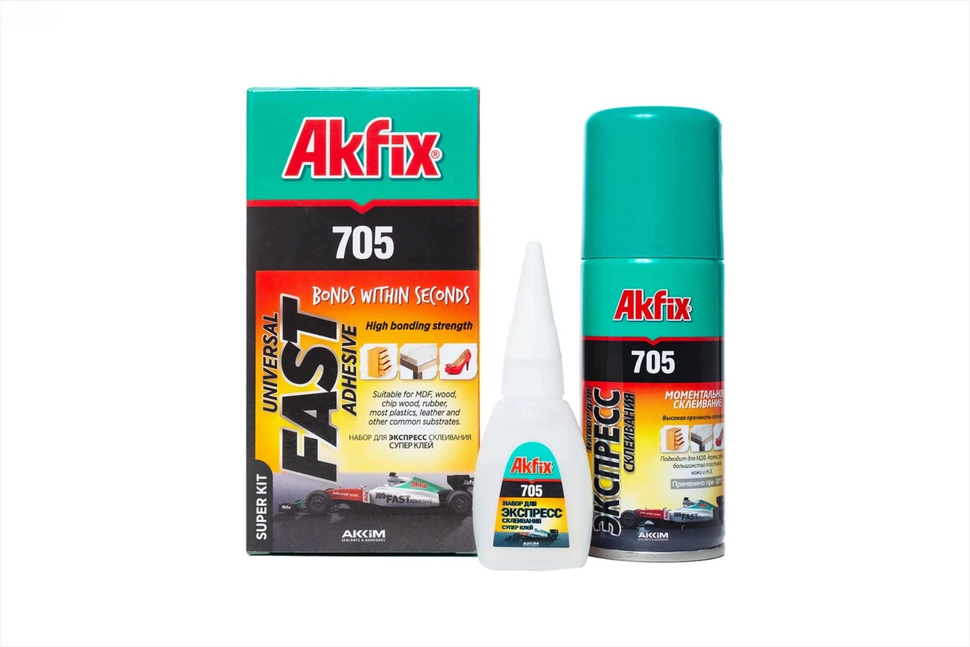 Клей двухкомпонентный Akfix 705 25г+100г
