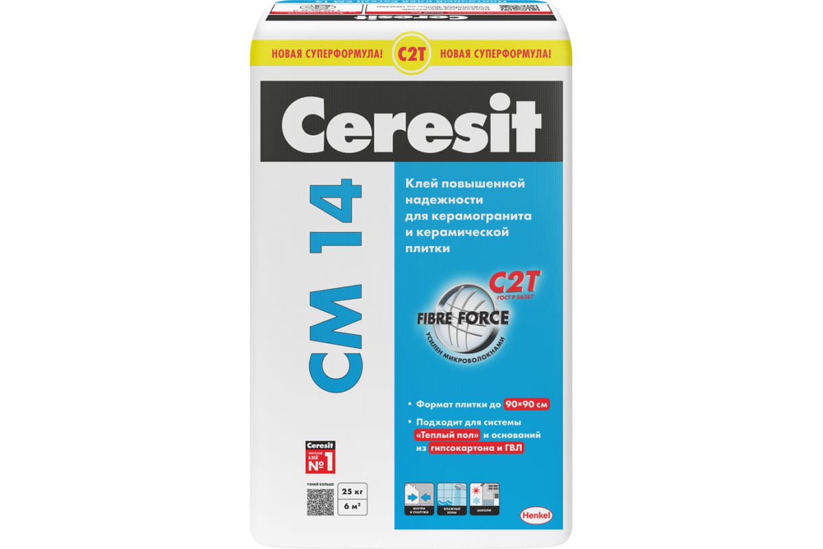 Клей для плитки и керамогранита Ceresit CM14 25кг
