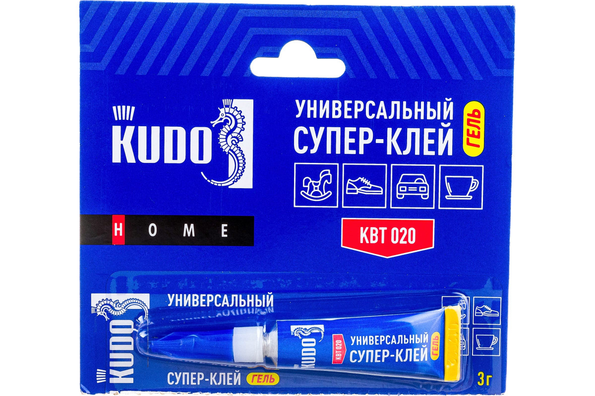 Супер-клей гелевый KUDO 3г универсальный цианоакрилатный