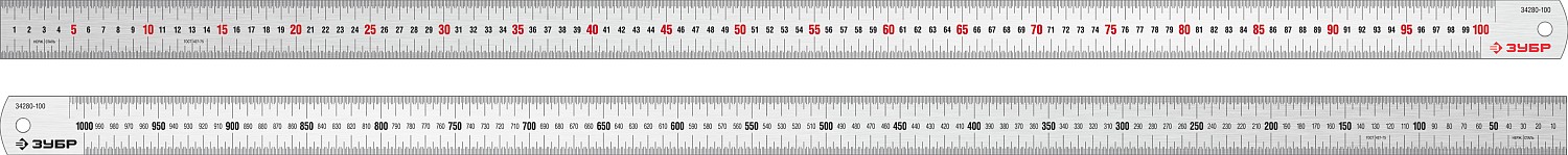 Линейка нержавеющая усиленная ЗУБР Про-100 1,0м (34280-100)