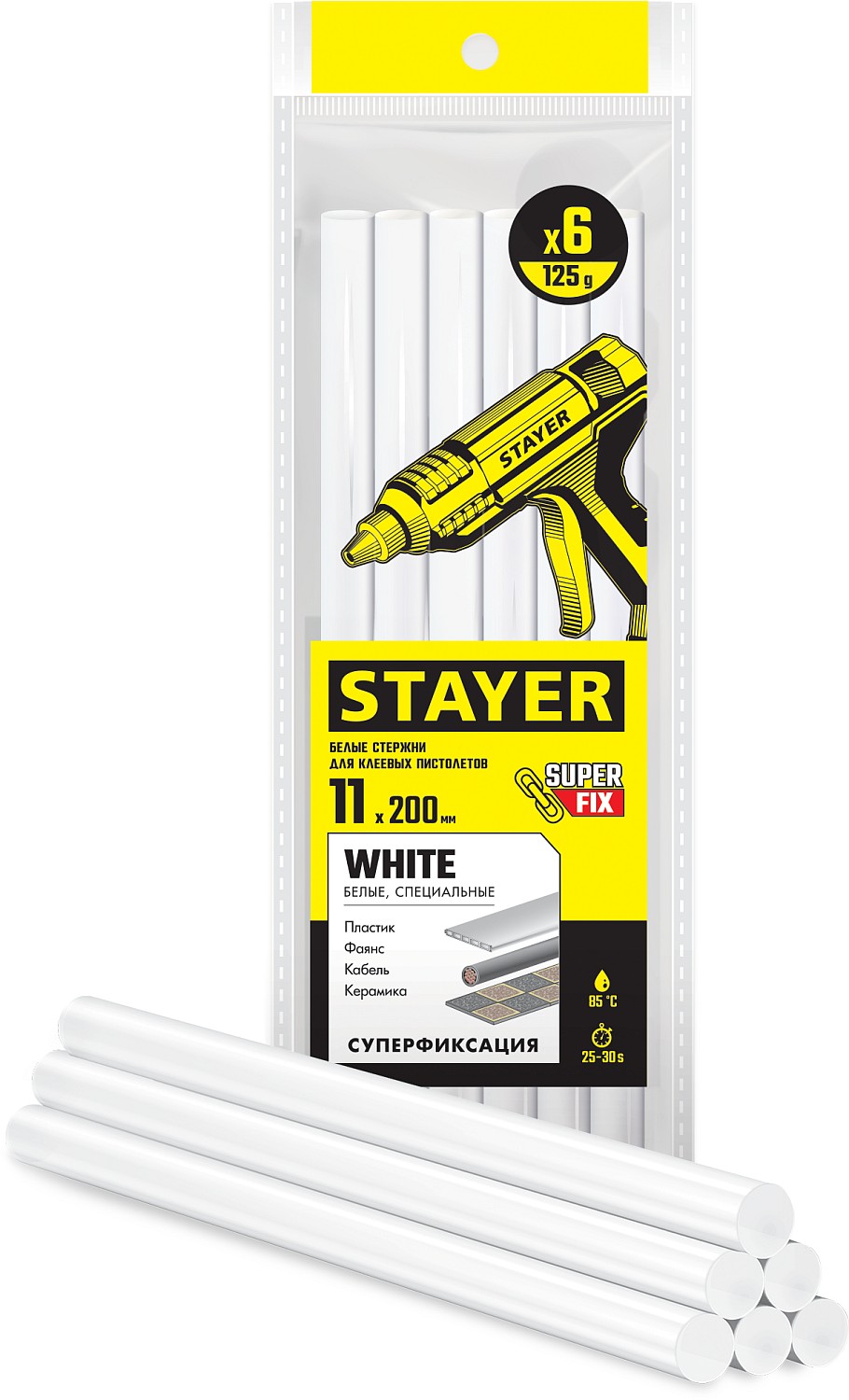Стержни клеевые белые STAYER