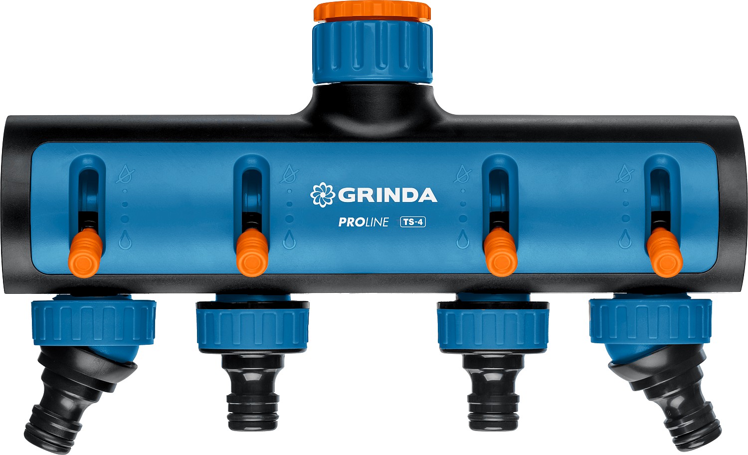 Поливочный распределитель с внутренней резьбой GRINDA TS-4 четырёхканальный