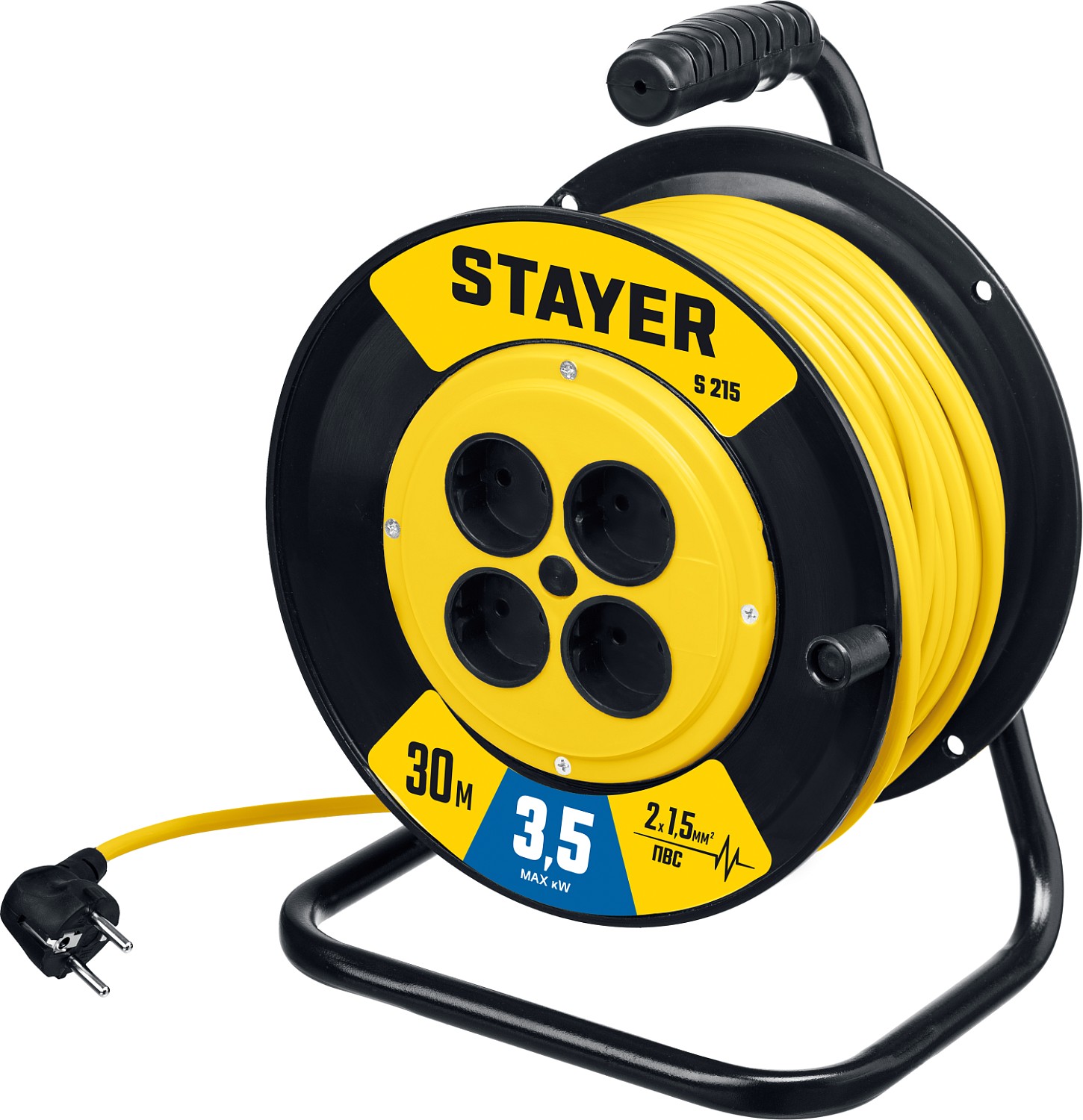 Удлинитель силовой на катушке ПВС 2х1,5 30м 3500Вт Stayer S-215