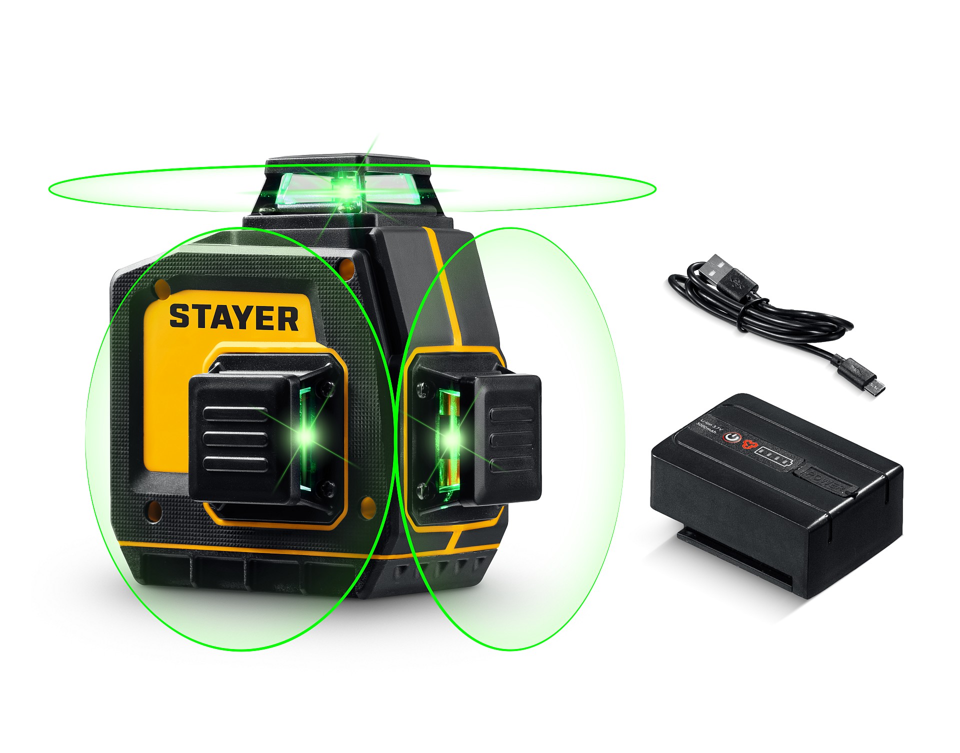 Лазерный нивелир 50м Stayer SL-3D зелёный 34963