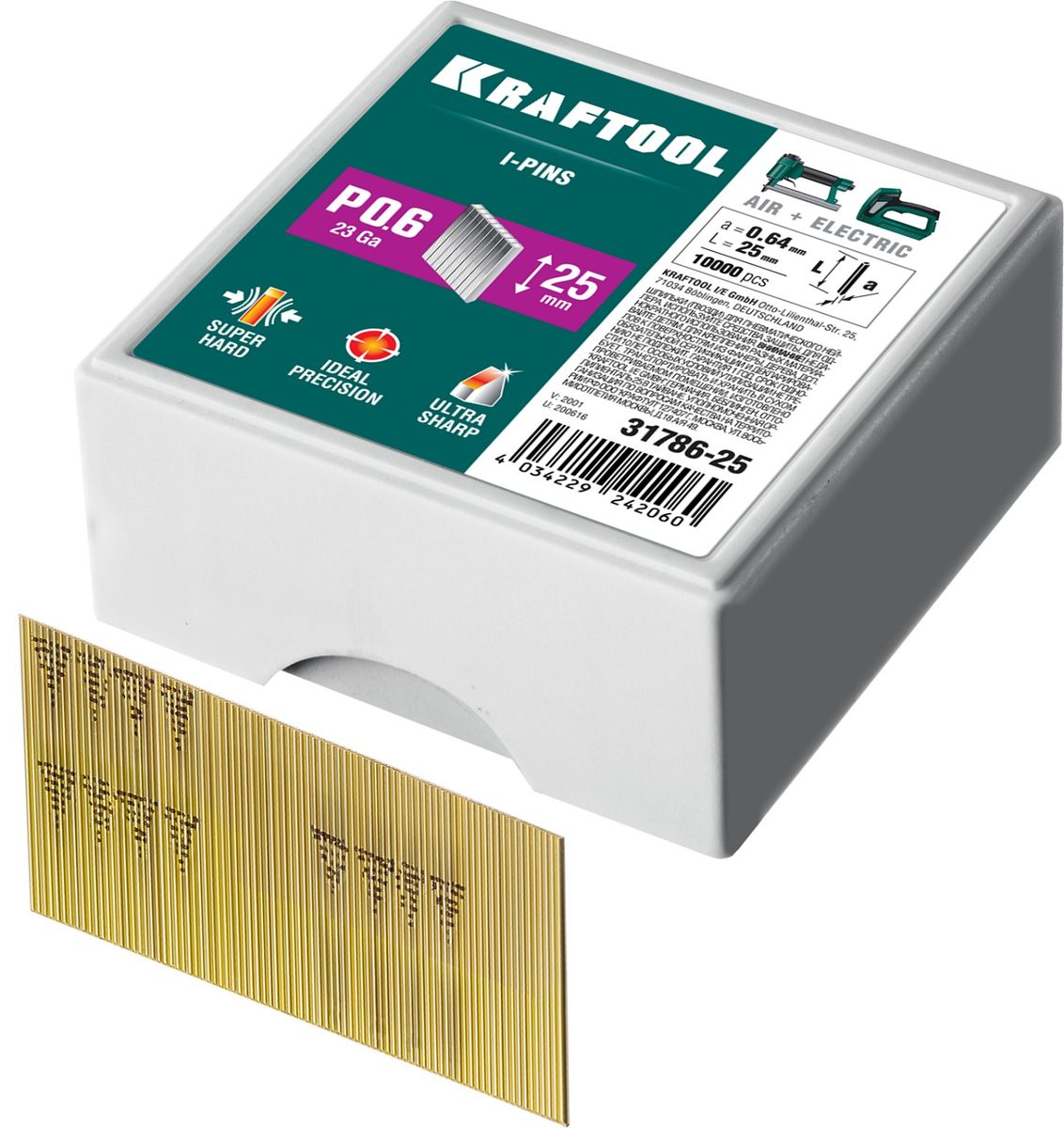 Шпилька Kraftool тип PO.6 25мм калибр 23ga
